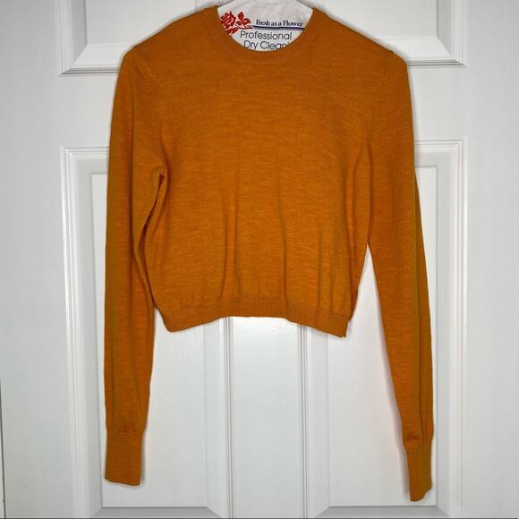 FREE PEOPLE FP Beach Womens Crew Neck Crop Sweater Top in Golden Orange Size XS - Picture 4 of 8
